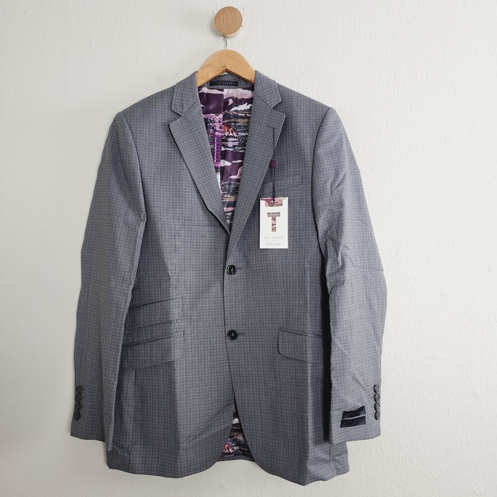 Ted Baker London Endurance Grey Check Wool Suit Jacket Blazer Sport Coat Men 36R
